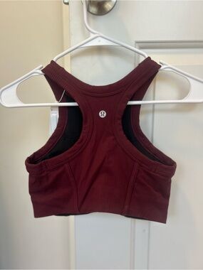 lululemon athletica Ribbed Nulu High-Neck Yoga Bra - Garn (Deep Wine)